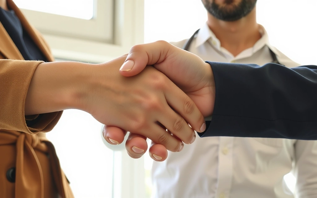 Two people shaking hands, symbolizing partnership and trust