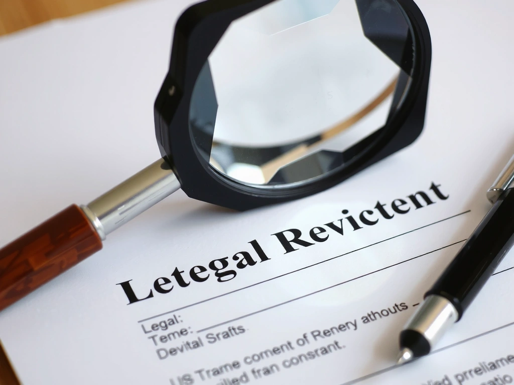 Legal document with a magnifying glass